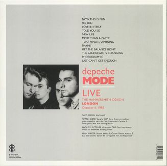 DEPECHE MODE  Live At The Hammersmith Odeon In London October 6. 1983 - 2